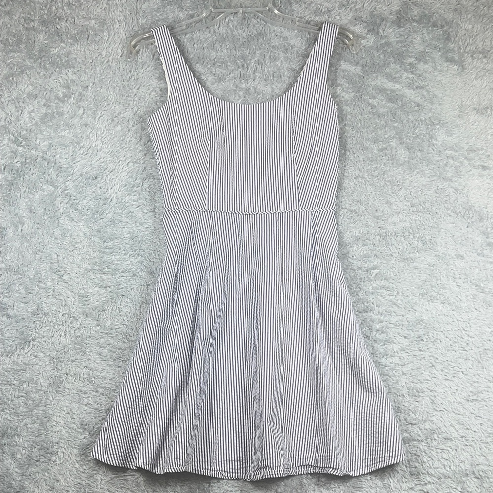 Uniqlo Black and White Striped Mini Dress